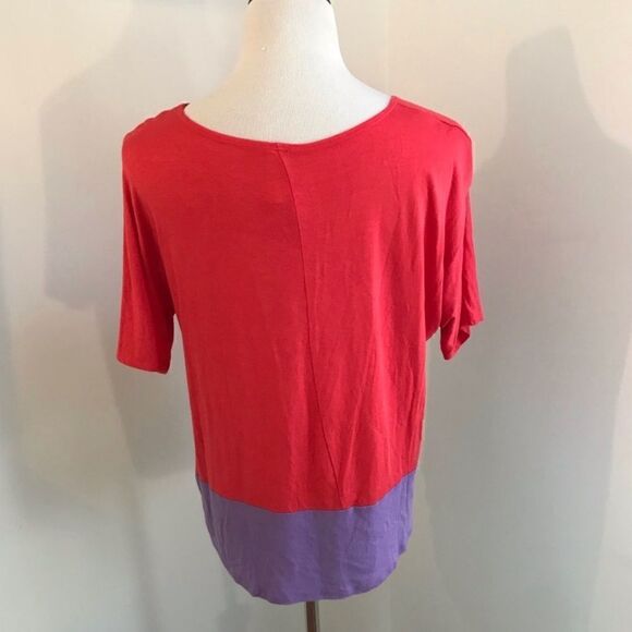 Moa Short Sleeve Top Orange and Purple Sz L - Picture 3 of 6